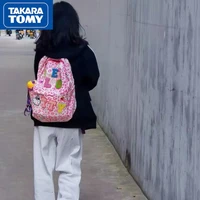 takara tomy cute cartoon hello kitty nylon material leopard print schoolbag student waterproof zipper large capacity backpack