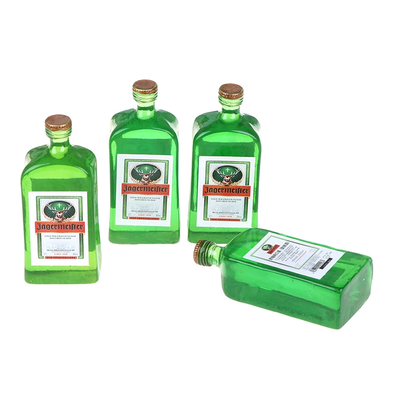 

4PCS Mniature Dollhouse Liqueur Wine Bottle Model Pretend Play Mini Doll Food Drink Kids Kitchen Accessories Toy