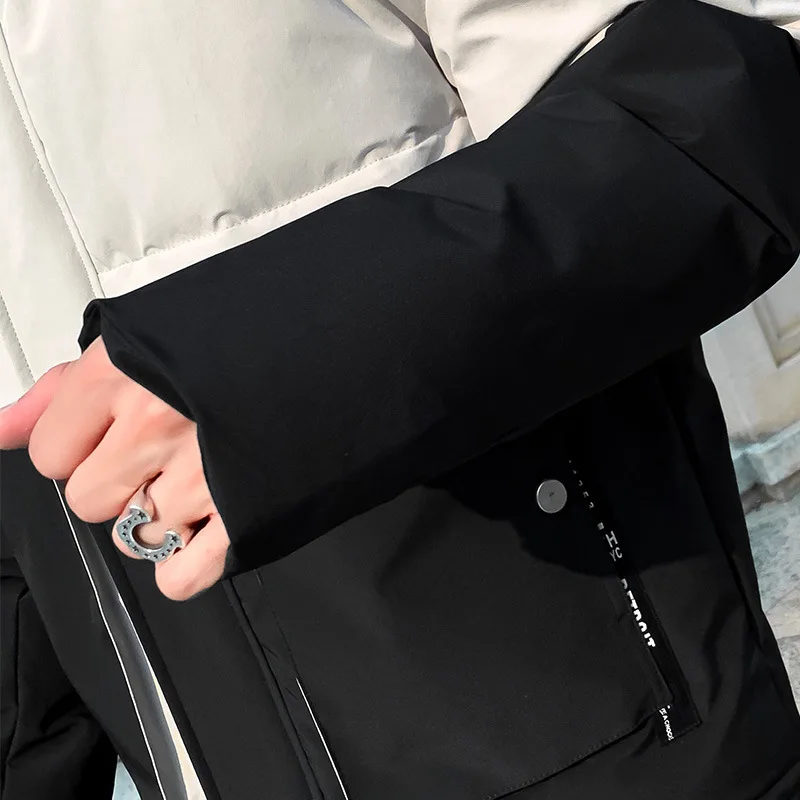 2022 Autumn And Winter New Korean Style Oversized Parka Men's Thickened And Velvet Parka Warm Jacket Cotton Down Jacket Man Coat