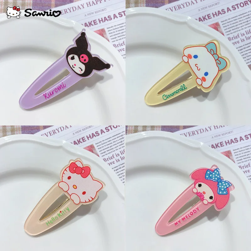 

1/5pcs Cute Sweet Sanrio Cartoon Hair Clip Fashion Simple Cinnamorroll Kuromi Children Girl Hairpin Headwear Hair Accessories