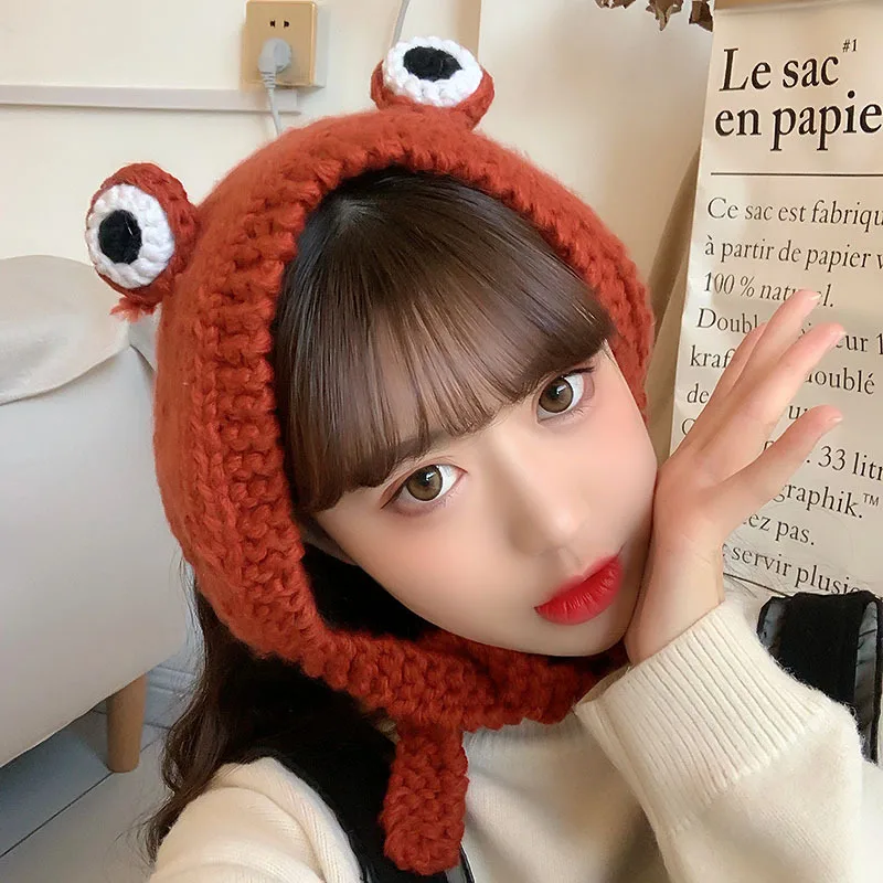 

Fashion Frog Hat Beanies Knitted Winter Hat Solid Hip-hop Skullies Knitted Hat Cap Costume Accessory Gifts Warm Winter Bonnet