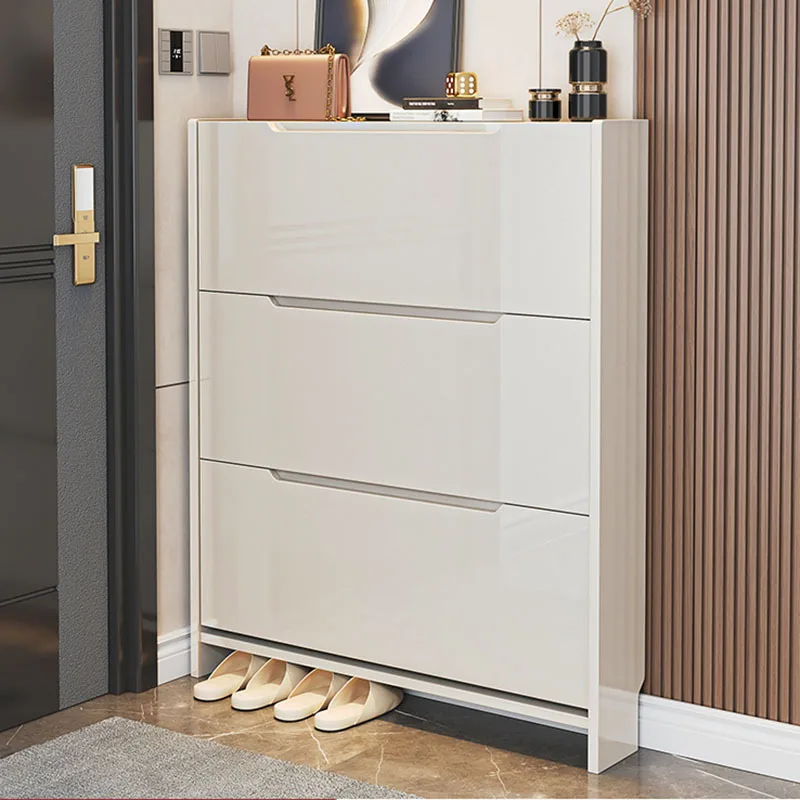 Многоуровневая стойка для обуви черная Пылезащитная компактная мебель прихожей