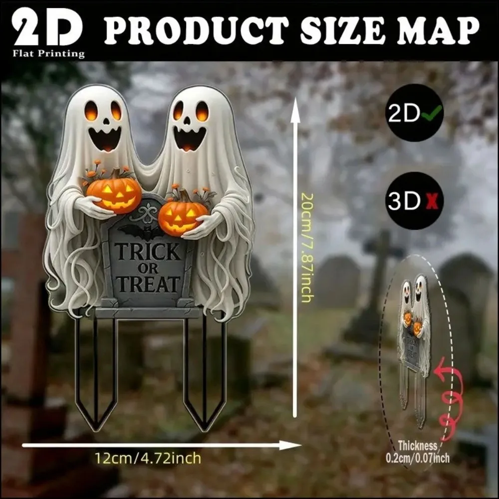 Акриловая 2D-фигурка призрака и тыквы для Хэллоуина, украшение для сада, газона, двора, декор для прикормки кроликов, с креплением в грунт (art.: 3920db92fa93b) - 3920db92fa93b