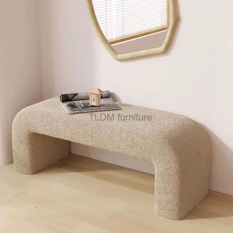 Пушистый табурет для макияжа пуфики спальни дизайн Ins скамейка комод диван