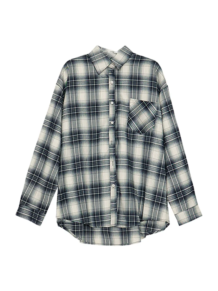 Гонконг Sle Ретро клетчатые рубашки женские ранняя осень 2024 новый дизайн