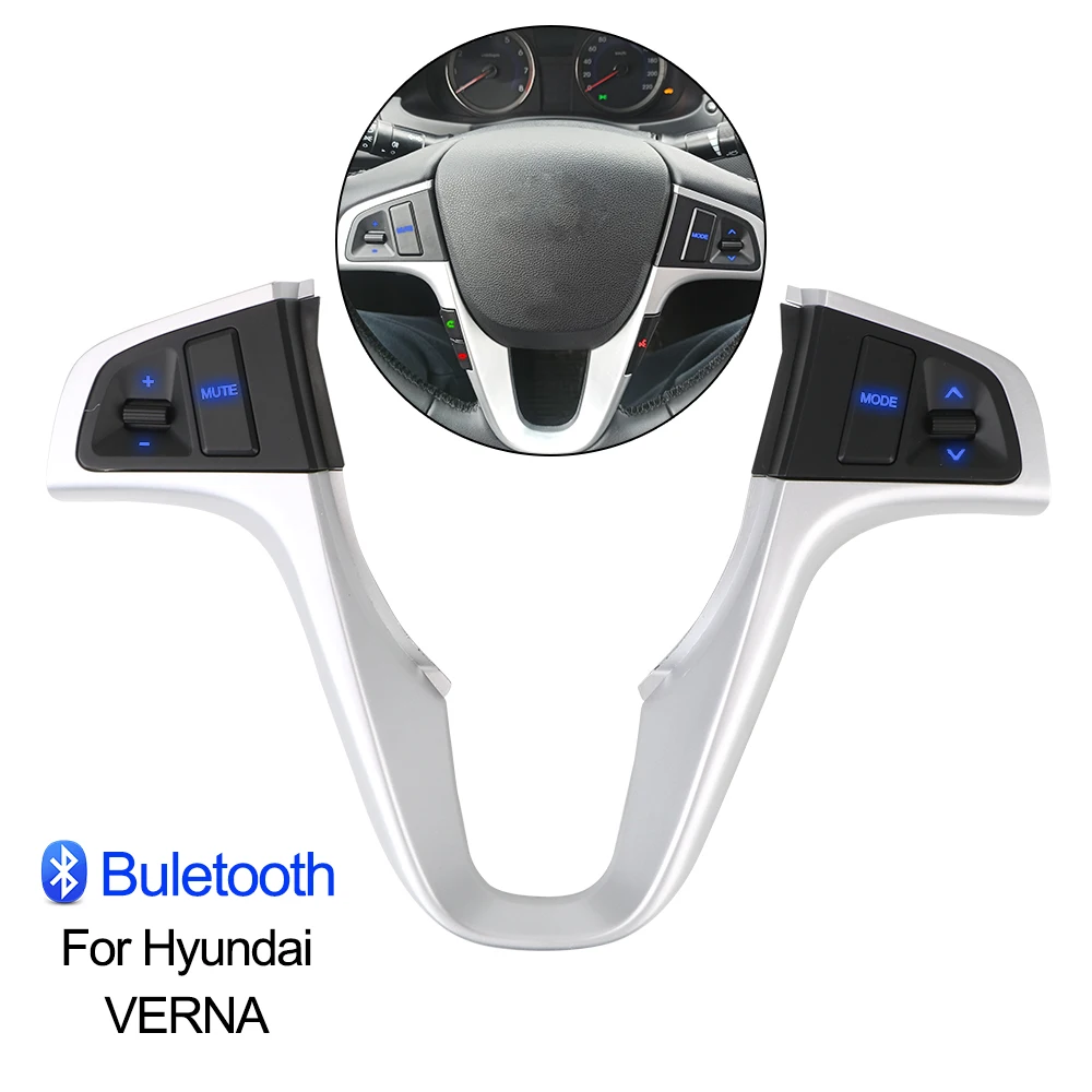 

Bluetooth Blue Backlight Car Accessories Audio Volume Music Control Switch For Hyundai VERNA SOLARIS Steering Wheel Button