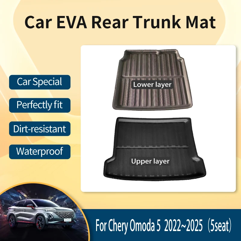 

Car Rear Trunk Mats For Chirey Chery Omoda 5 Fownix FX 2022~2025 5seat Anti-dirty Tray Carpets Trunk Storage Pad Car Accessories