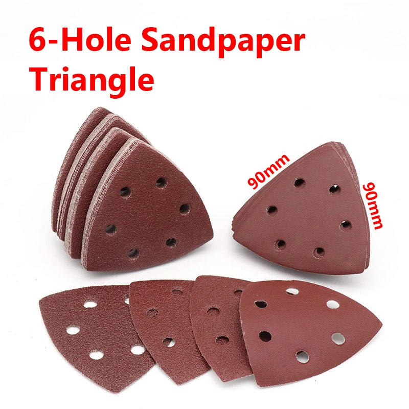 

Треугольный шлифовальный диск с 6 отверстиями, зернистость 40-400, 90x90x90 мм, для шлифовки древесины, шлифовальные абразивные инструменты