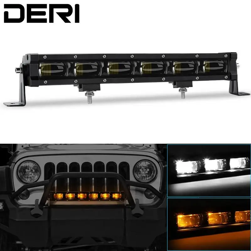 

14 Inch 6D Slim LED Light Bar Driving Work Lamp DRL For Pickup UTB Cab Mining Bulldozer ATV SUV Truck Boat Dual Modes 12V 24V
