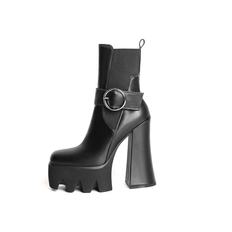 Ladies Boots For Winter Fashion Round Toe Buckle Ankle Boots For Women Platform Luxury Shoes Super High Heel Sexy Female Booties