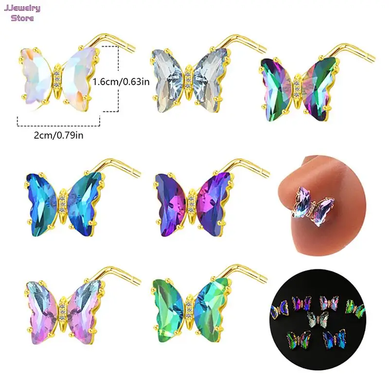 Butterfly Cross L Shape Nose Piercing Ring Nose Stud Nostril Pin Septum Piercing Nose Nail Body Piercing Nose Hoop