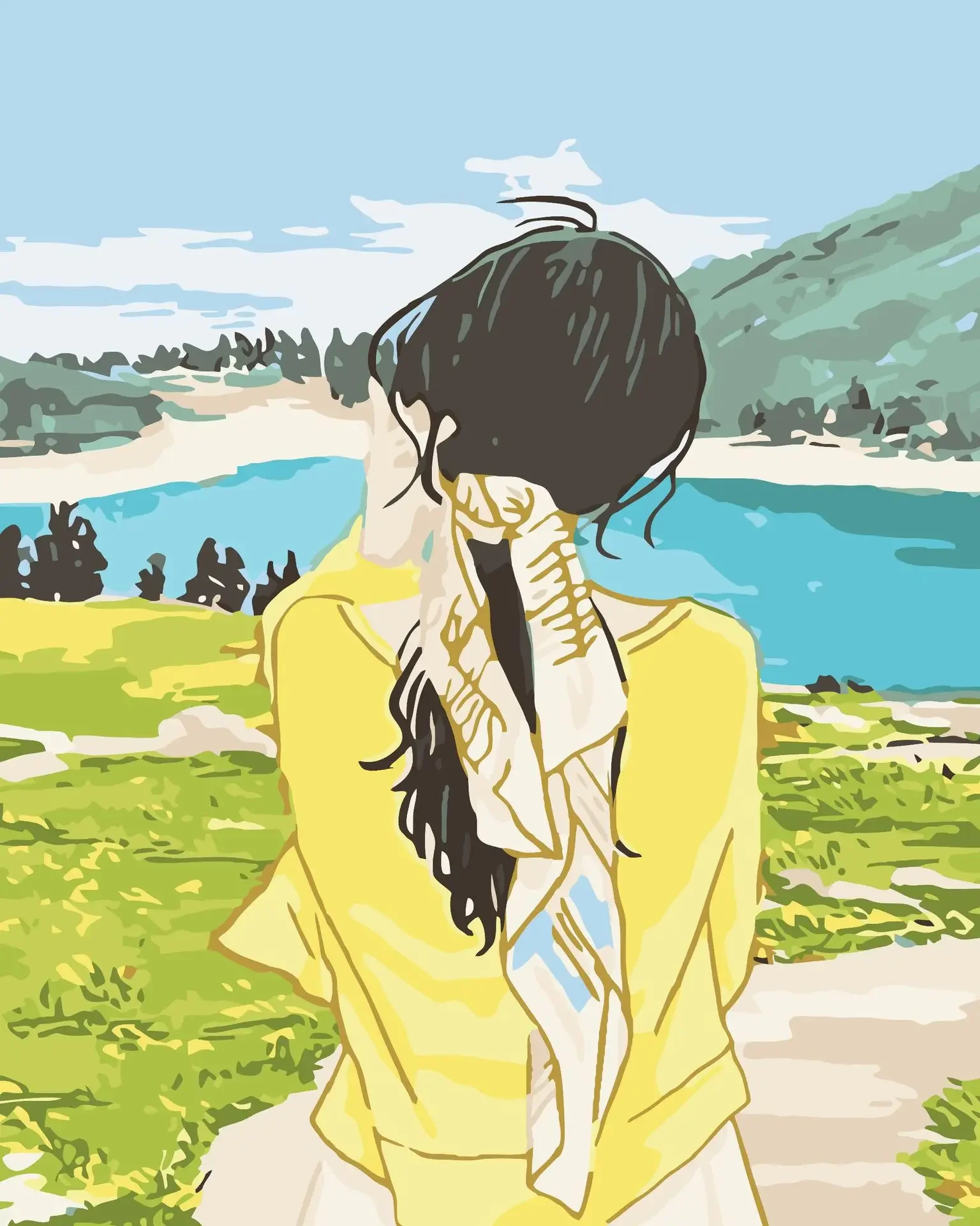 

07261158 Digital oil painting art oil mountain art oil painting living room floor decorative painting