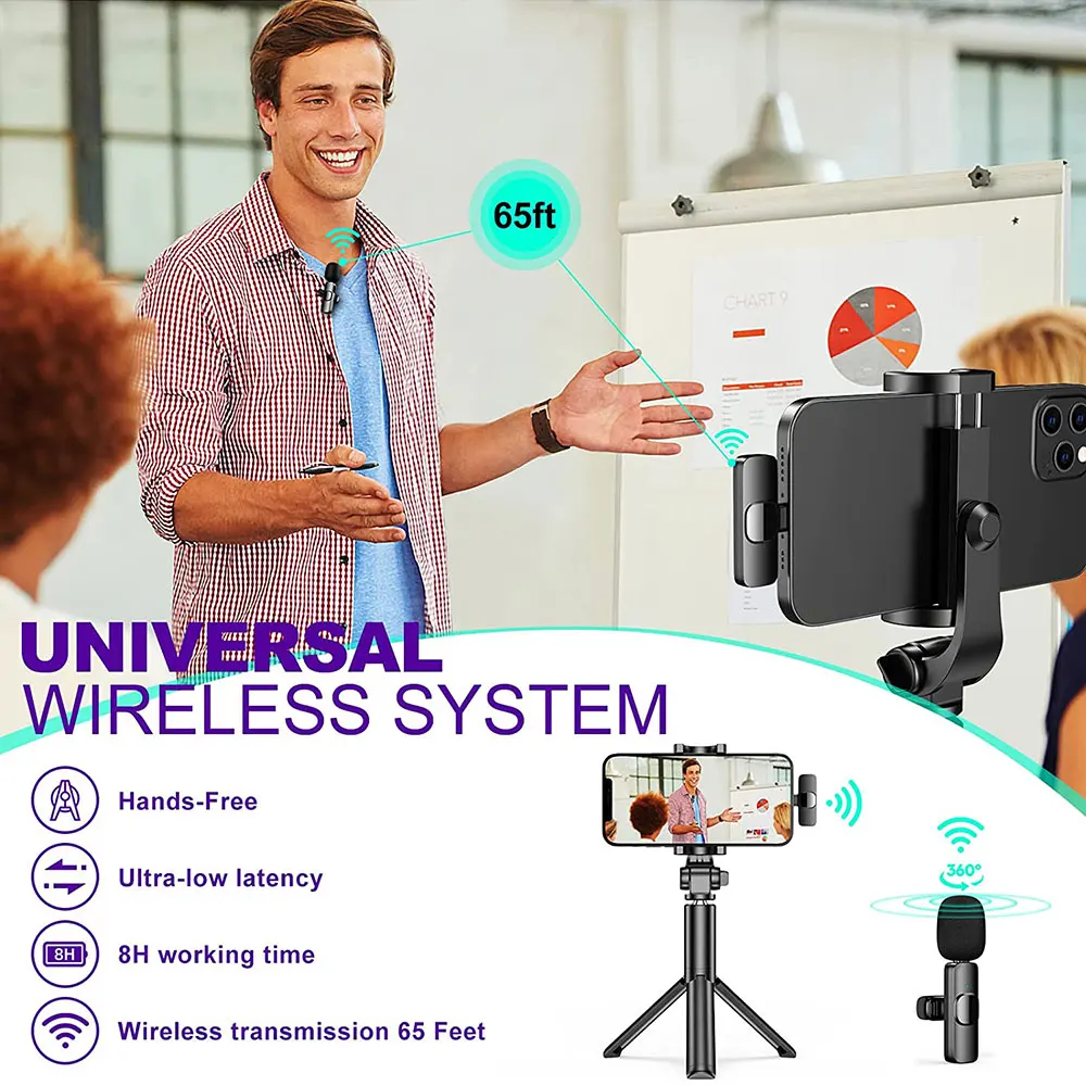 Беспроводной петличный микрофон портативный мини-микрофон для записи аудио и