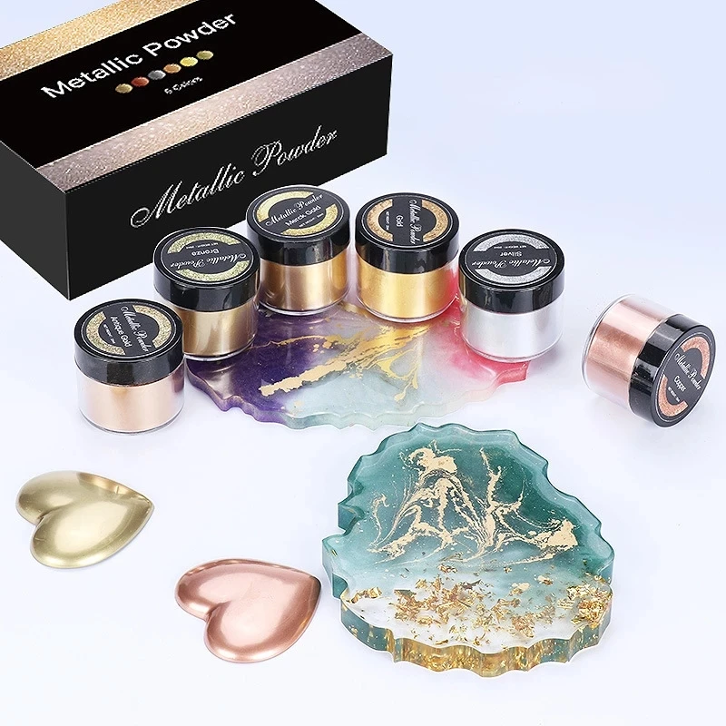 6Pcs/Set Metallic Resin Pigments Pearl Pigment Pearlescent Colorant Pearl Pigment Dye for UV Resin Epoxy Jewelry Making