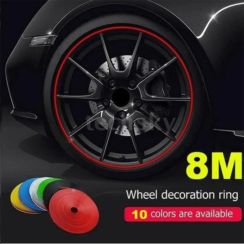 

8M Rubber Car Accessories Wheel tire Rim Decor Sticker For Subaru Impreza Forester Legacy XV Outback Citroen C3 C4 Grand Picasso