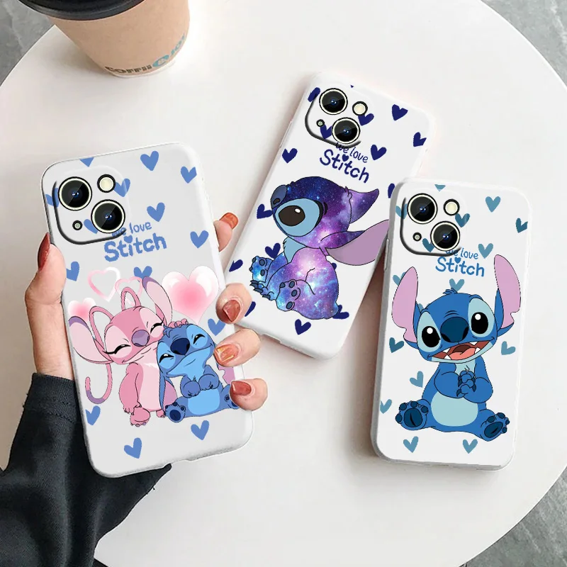 

Disney Stitch Cute For Samsung Galaxy S23 S22 S21 S20 FE Ultra Plus S10 Lite 5G Liquid Rope Phone Case