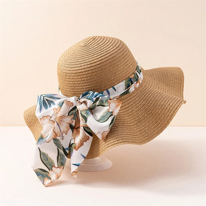 

Шляпа женская Соломенная с бантом, милая пляжная Панама с широкими полями, дышащая, для отдыха на море, путешествий, рыбалки, на лето