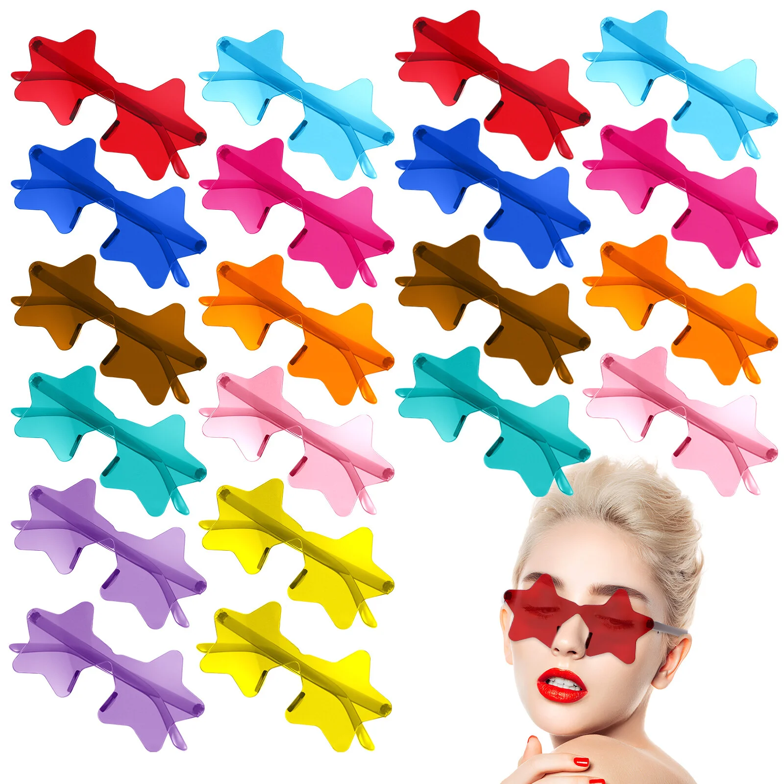 

20 Pcs Accessories Cool Glasses 90s Mens Fashion Celebrity Star Sun Glasses For Men Adults Fun Women Man Men's