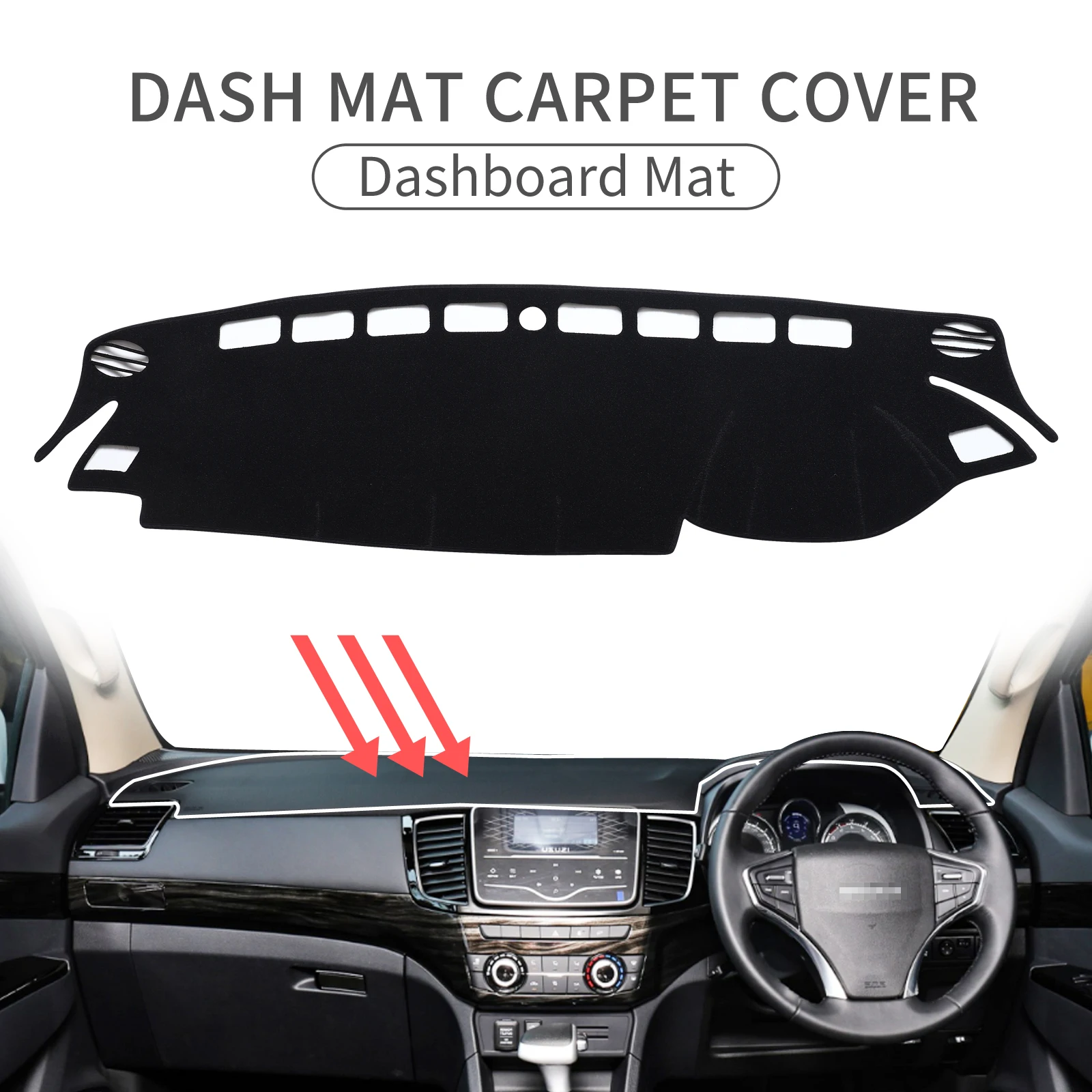 

SMABEE Dashmat Dash Mat for ISUZU D-MAX MU-X 2019 - 2022 Anti-Slip Dashboard Pad Non-Slip Cover Carpet BLACK