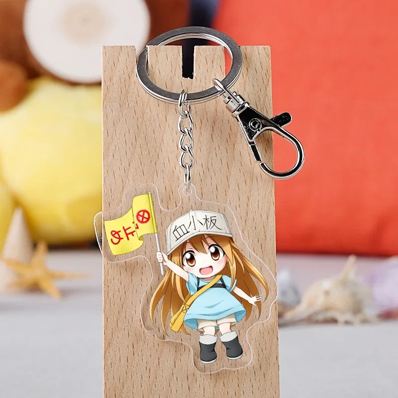 Брелок для ключей с элементами аниме Hataraku цепочка кулоном из эритроцитов Saibou