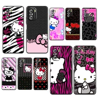 hello kitty girl cartton for xiaomi redmi k50 k40 gaming k30 k20 pro 5g 10x 9t 9c 9a soft silicone black phone case fundas capa
