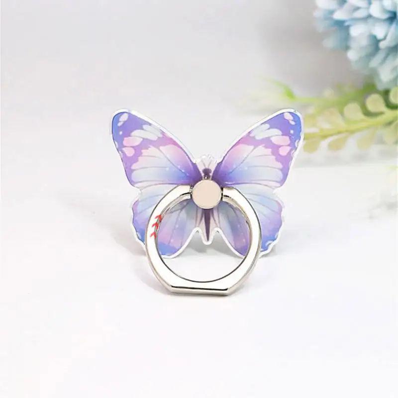 

New Rotatable Phone Holder Creative Painted Butterfly Ring Buckle Bracket Universal Aluminum Alloy Ring Buckle Bracket