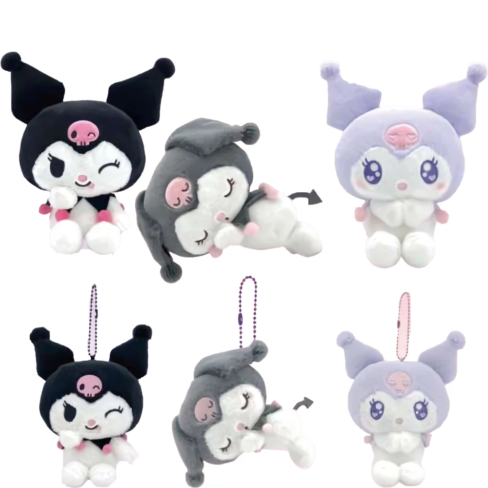 

Товары реальные оригинальные наклейма Sanrio Kuromi милые выражения искусственные Мультяшные Аниме фигурки плюшевые праздничные подарки