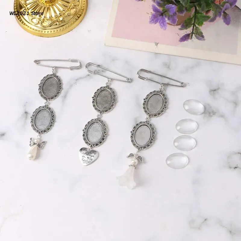 

10 Set Bezel Pendant Trays with Glass Cabochons Wedding Bouquet Photo Charms