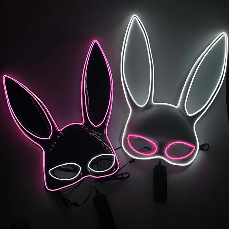 1 PC Halloween Adult Sexy LED  Face Masks Colplay Light Up Men Women Funny Mask  Glowing in Dark  Costume Supplies