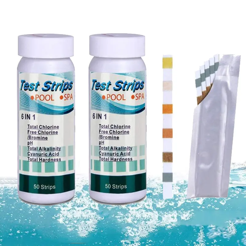 

6 In 1 Spa Test Strips For Total Bromine Chlorine Free Chlorine PH Total Alkalinity Total Hardness Water Quality Testing Kit