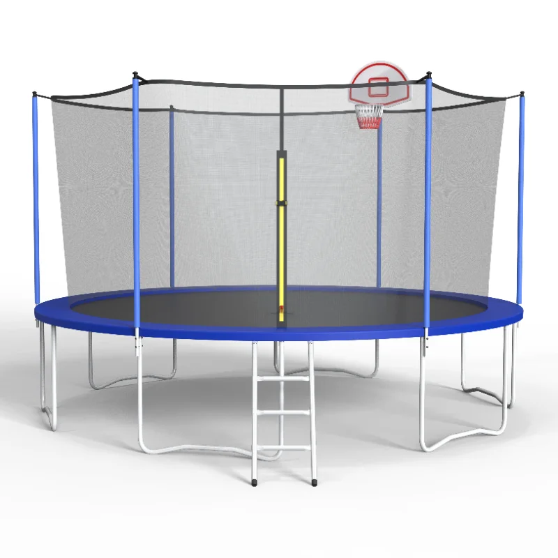 

Family Outdoor Leisure Blue Children's Trampoline Contains Housing and Anti-slide and Basketball Rack Quality Can Be Guaranteed