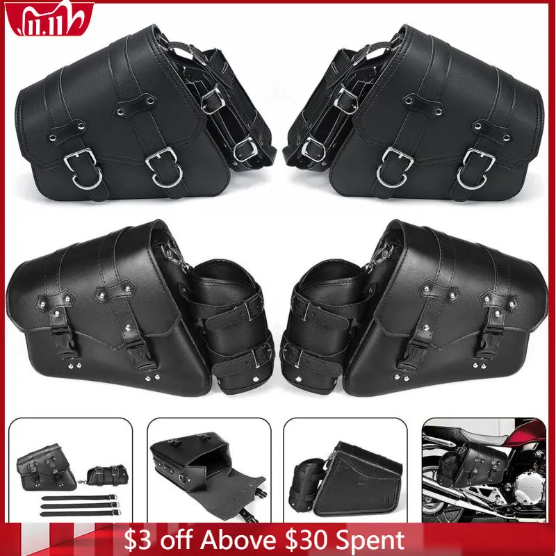 

Universal Saddlebags Side Tool Bag PU Leather Luggage Saddle Bags Multifunctional Short Trip Waterproof Outdoor Large Capacity