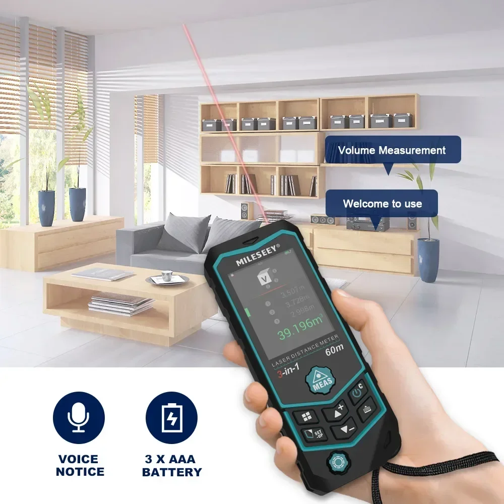 Многофункциональный лазерный измеритель расстояния R2B 60 м USB-зарядка 3 в 1