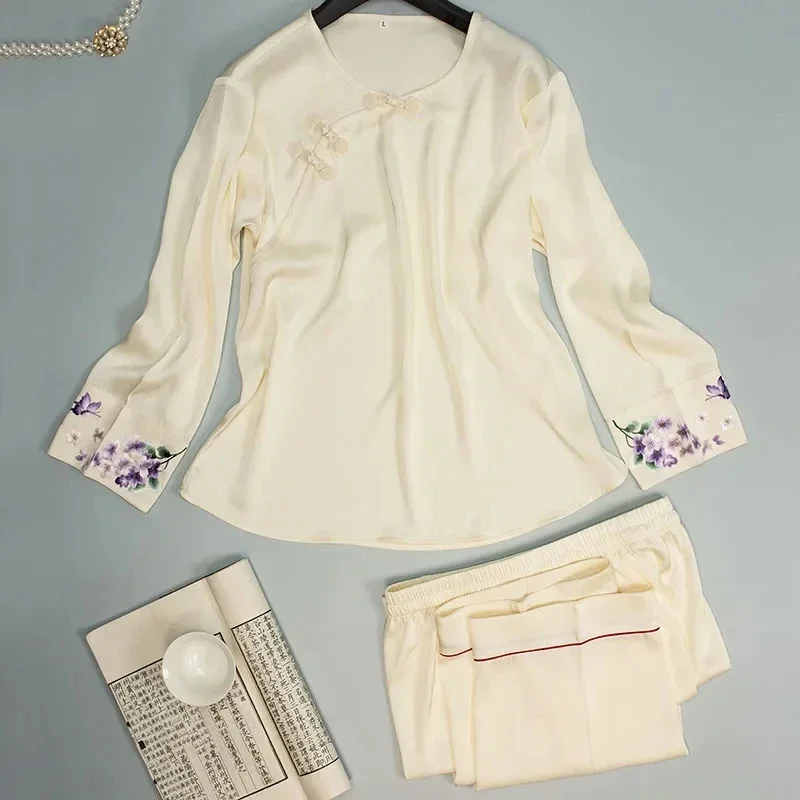 Пижама 17021-7Suzhou с вышивкой женская шелковая вышивка знаменитая народная