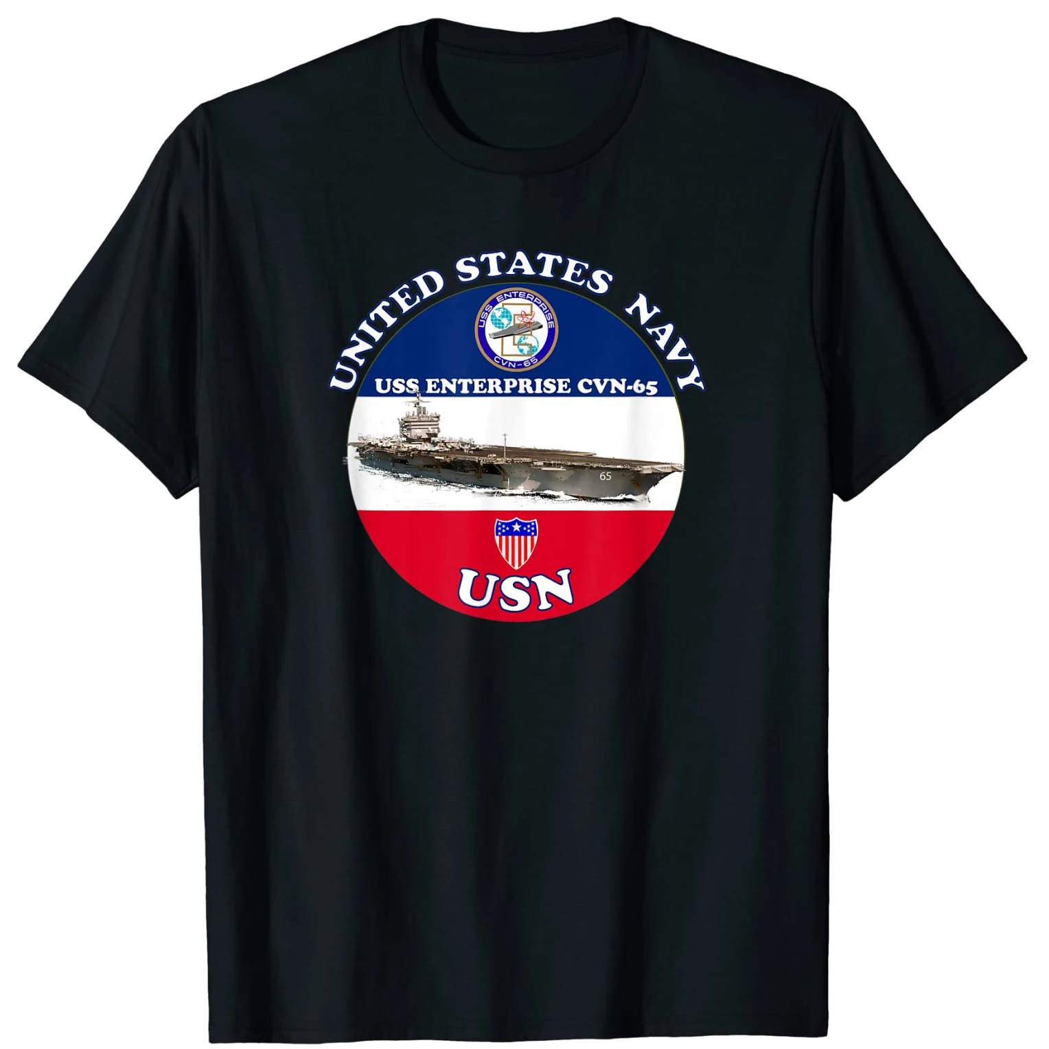 

Navy USS Enterprise CVN-65 Aircraft Carrier T Shirt. New 100% Cotton Short Sleeve O-Neck T-shirt Casual Mens Top
