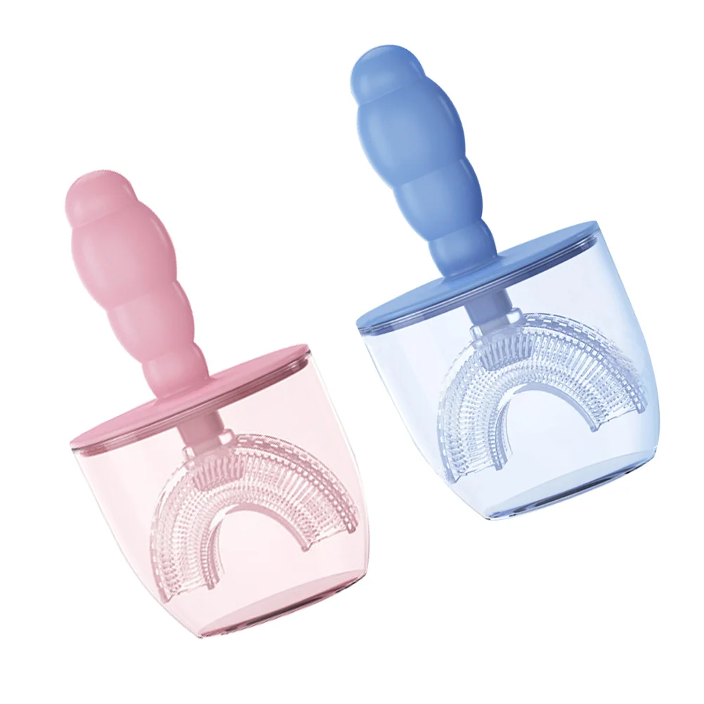 

2Pcs Kids Toothbrushes Manual Toothbrushes U Shaped Toothbrushes Silicone Tooth Brush