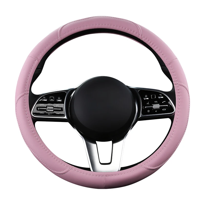 Motocovers Car  Anti-Slip Leather  Steering wheel Cover Universal car Steering Wheel Protective Cover Fashion Style 38cm Pink