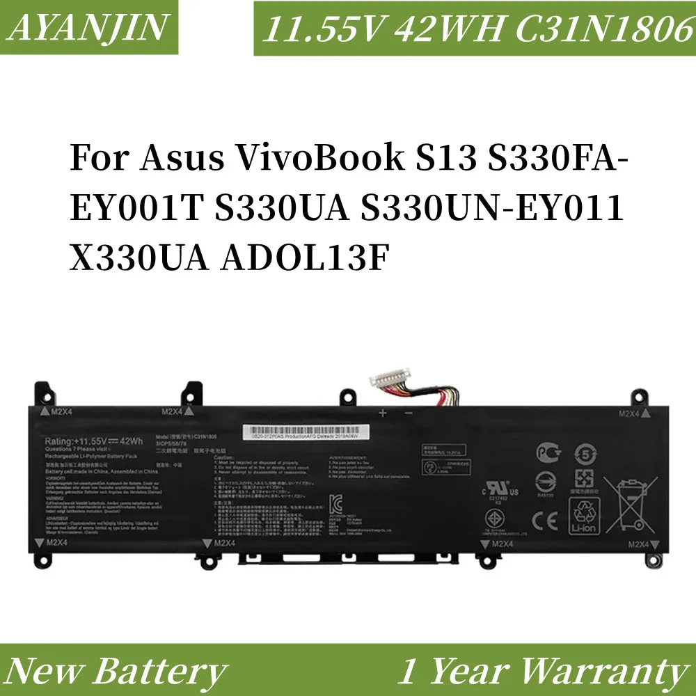 11 55 В 42WH C31N1806 3ICP5/58/57 аккумулятор для ноутбука Asus VivoBook S13 S330FA-EY001T S330UA S330UN-EY011 X330UA ADOL13F