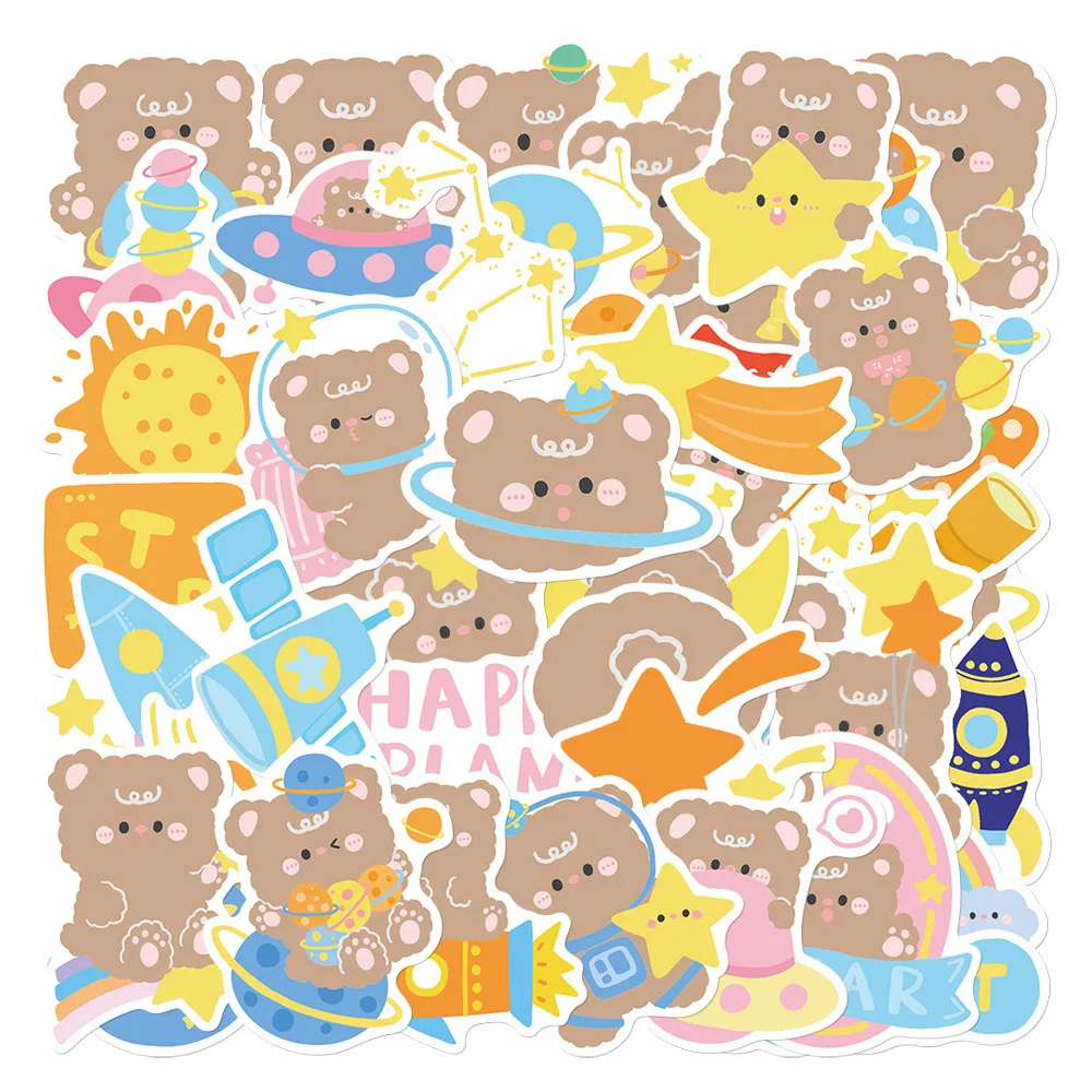 

40 Hand-drawn Cute Bear Stickers Computer Handbook Mug Phone Case Decoration Waterproof DIY Stickers Toys