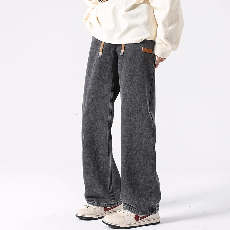 Прямые свободные джинсы в стиле ретро мужские джинсовые брюки нейтральная