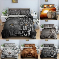 animal duvet cover set 3d lion and tiger bedding set home textiles pillowcase set queen king bedclothes bedroom decor