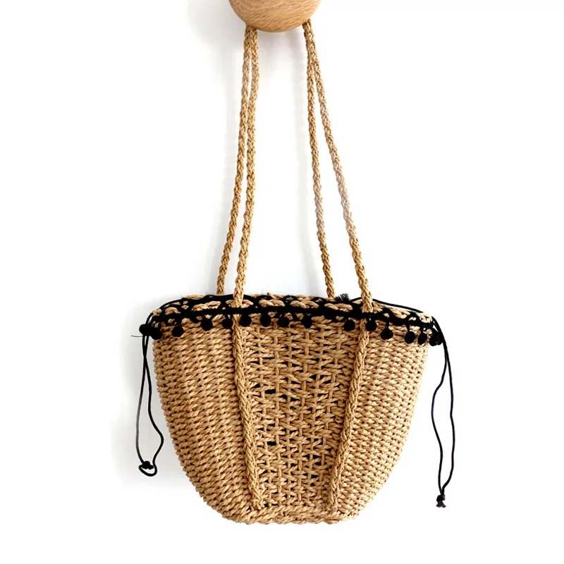 

Соломенная плетеная Сумка, Тканые Пляжные повседневные сумки-тоуты с верхней ручкой, женская сумка