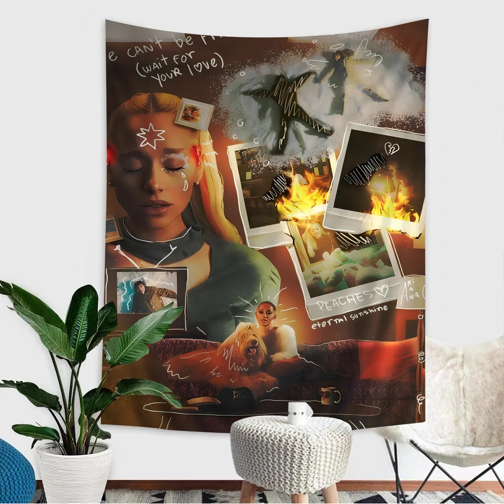 A-ArianaS G-GrandeS певица ретро принт аниме гобелен хиппи цветок настенные ковры Декор в