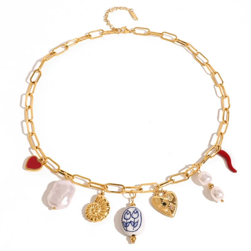 Женское керамическое ожерелье Minar с подвеской в виде сердца из красной эмали