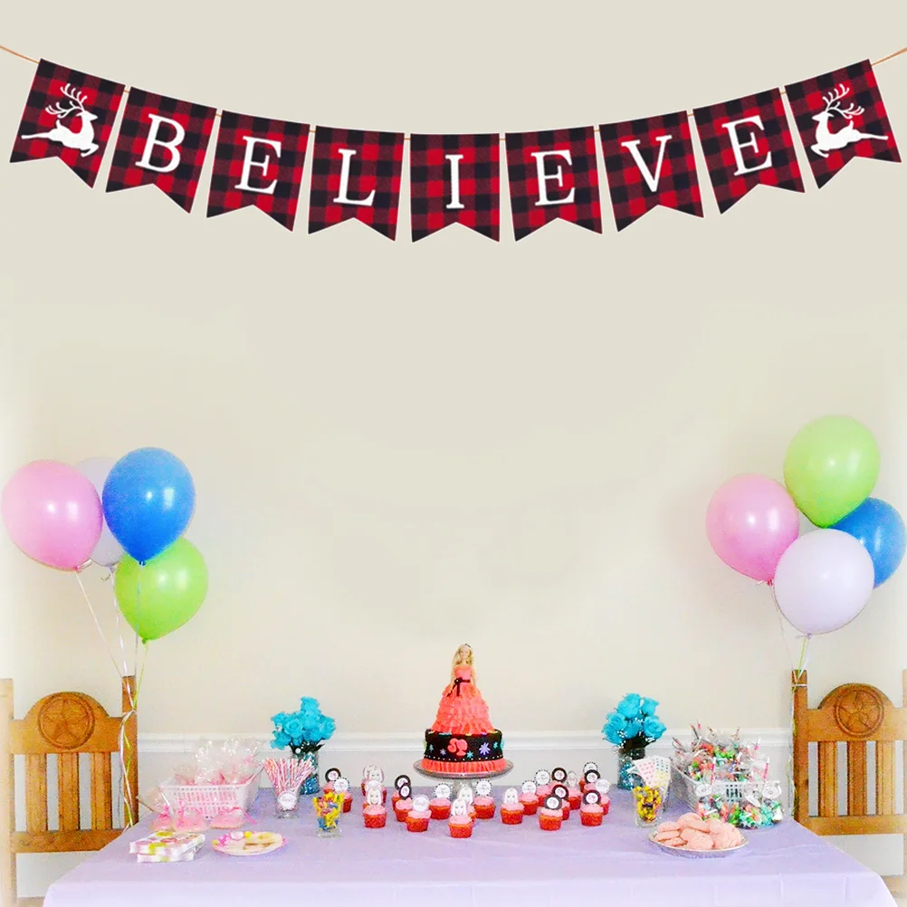 

1pc Christmas Banners Colored Fabric Christmas Flag Merry Sign Merry Garland for Home