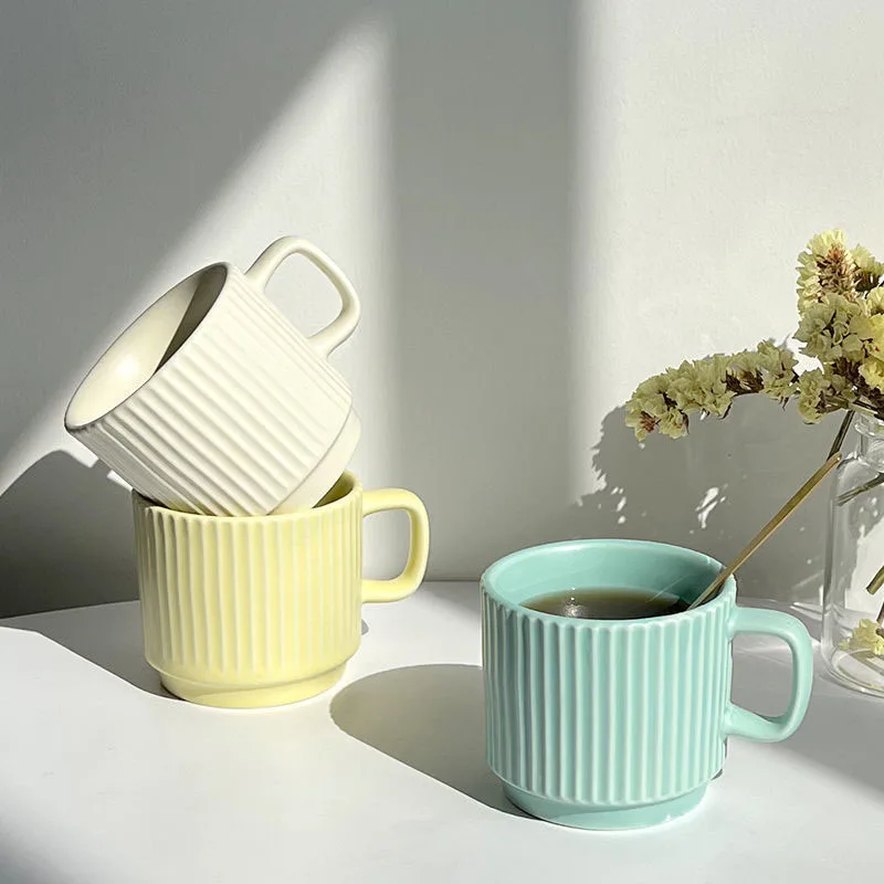 260ml Ceramics Coffee Mug Macaron Candy Color Ins Style Cugs Creative Drinkware Tea Milk Cups кружка кофе tazza di caffe - купить