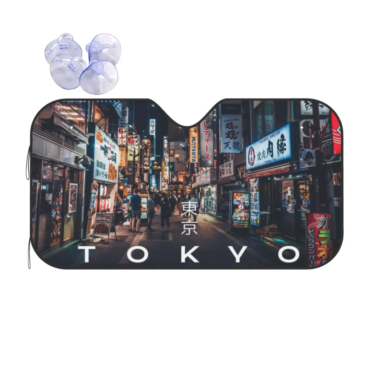 

Japanese Culture Tokyo Nightlife Creative Sunshade Windscreen 70x130cm Cityscape Aluminium Foil Sun Visor Heat Reflector