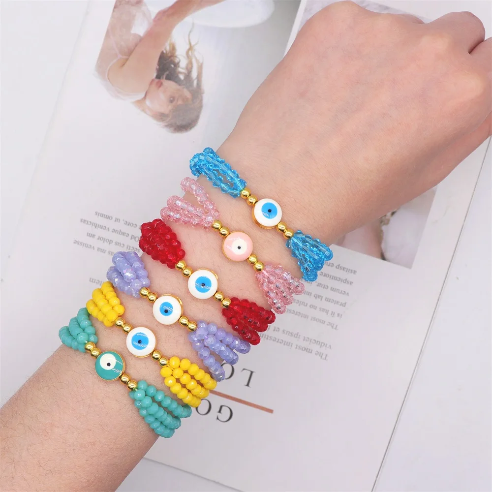 

ZHONGVI Multilayer Chains Evil Eye Beaded Bracelets Women Friendship Gift Handmade Boho Jewelry Summer Beach Party Bracelet