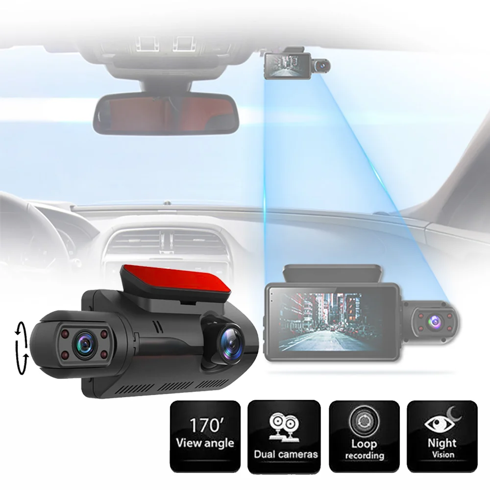 

3 Inch Dash Cam For Car DVR Dash Video Recorder Dual Camera 1080P WiFi Connect Loop Recording 24h Parking Monitoring Black Box