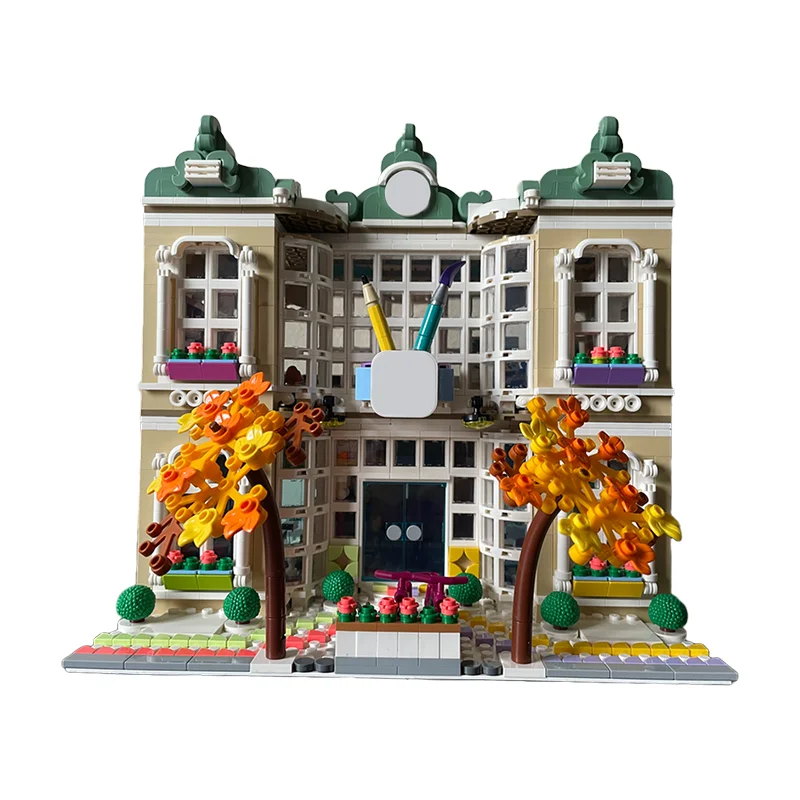Фото 1798 деталей MOC: Модульная модель художественной школы Friendse Art School, альтернативная версия, строительные блоки, конструктор, рождественский подарок, идея для сборки из кирпичиков №2